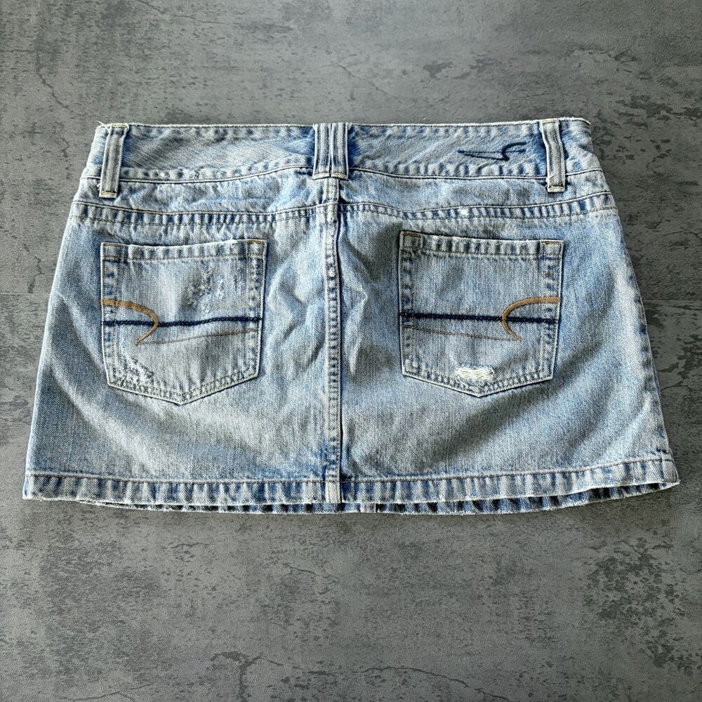 Vintage American Eagle Womens Denim Micro Mini Skirt Size 14 Blue Cotton